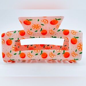 Pink Acrylic Hair Clip with Oranges New